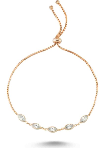 Beyaz Taşlı Göz Bileklik - Rose - Standart - YWR8356-585