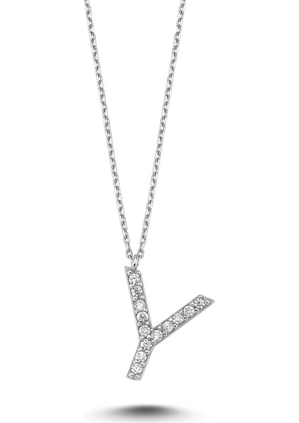 Harfli Gümüş Kolye Taşlı - Z Harfi - Standart - ALV009-2236
