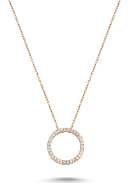 Küçük Halka Kolye Gümüş - Rose - Standart - ADA0018-1653