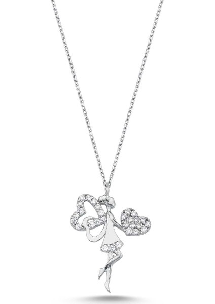 Melek Kalpli Gümüş Kolye - Rose - Standart - ADA0014-1636