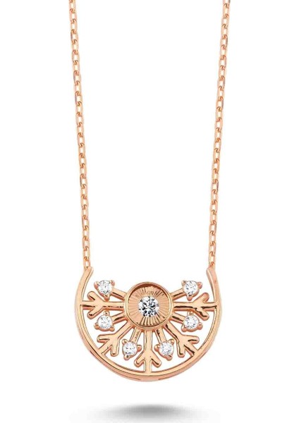 Swarovski Yarım Ay Kolye - Rose - Standart - YNC13085-294