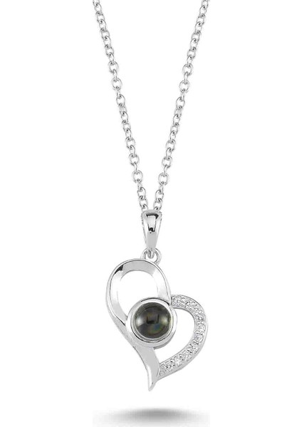 Kalpli Kedi Gözü Taşlı Kolye - Rose - Standart - BLC0001-1097
