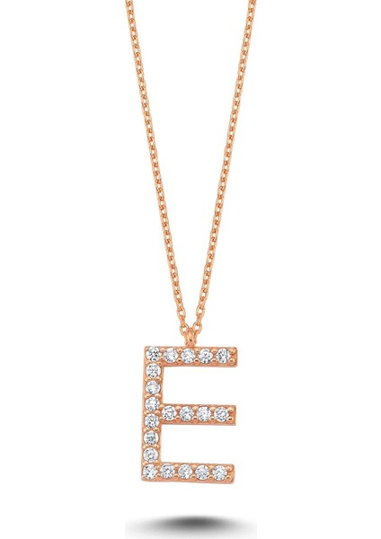 Harfli Gümüş Kolye Taşlı Roze - I Harfi - Standart - ALV007-2151