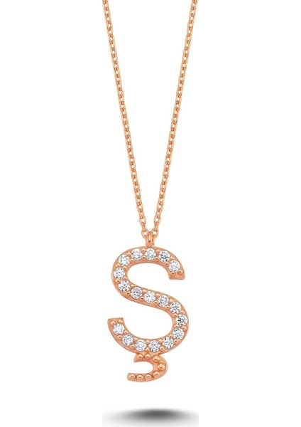 Harfli Gümüş Kolye Taşlı Roze - I Harfi - Standart - ALV007-2151