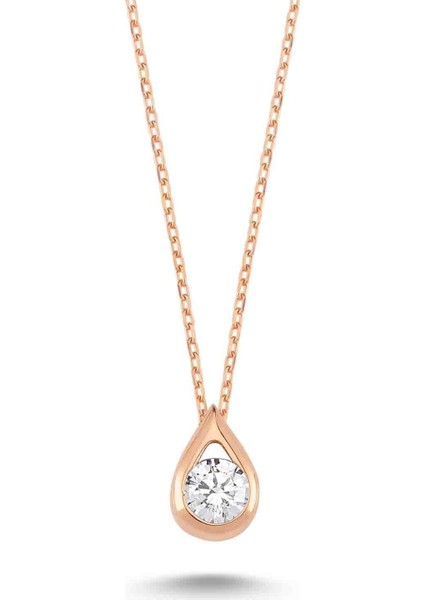 Swarovski Damla Tek Taş Kolye - Rose - Standart - YNC12621-401