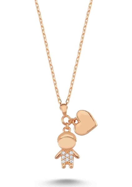 Swarovski Kalpli Insan Kolye - Rose - Standart - YNC12491-303