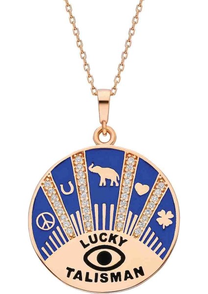 Lucky Talisman Taşlı Gümüş Kolye - Turuncu - Standart - AXEL0039-2351