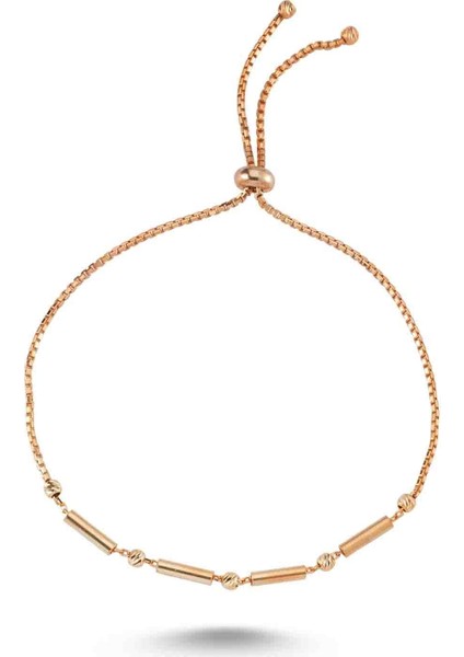 Uzun Halka Gümüş Bileklik - Rose - Standart - YWR8359-603