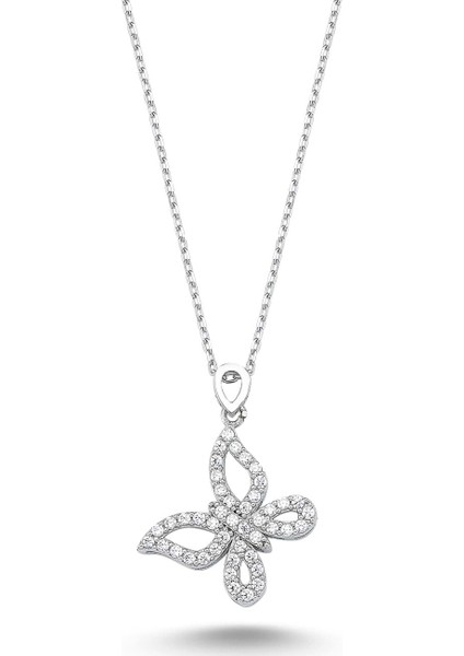Swarovski Parlak Taşlı Kelebek Kolye - Rose - Standart - YNC13421-1-777