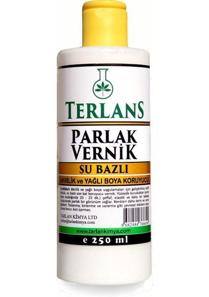 Terlans Su Bazlı Parlak Vernik Akrilik ve Yağlı Boya Koruyucu 250 ml