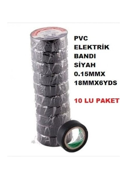 Plastik Izole Elektrik Bandı - Siyah (10' Lu Paket)