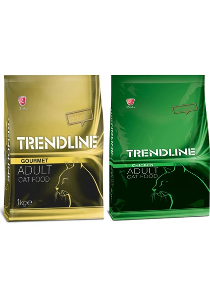 Gurme Kedi Maması 1 kg + Trendline Tavuklu Kedi Maması 1 kg