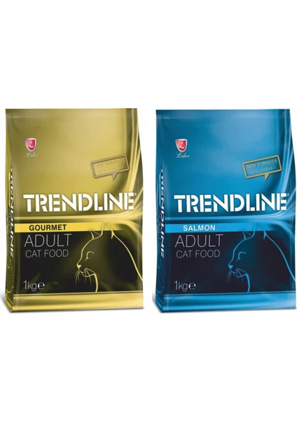 Gurme Kedi Maması 1 kg + Trendline Somonlu Kedi Maması 1 kg