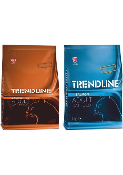 Kuzulu Kedi Maması 1 kg + Trendline Somonlu Kedi Maması 1 kg