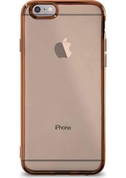 Apple iPhone 6 Kılıf Renkli Şeffaf Exclusive Silikon Kapak Gold