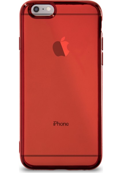 Apple iPhone 6 Kılıf Renkli Şeffaf Exclusive Silikon Kapak Kırmızı