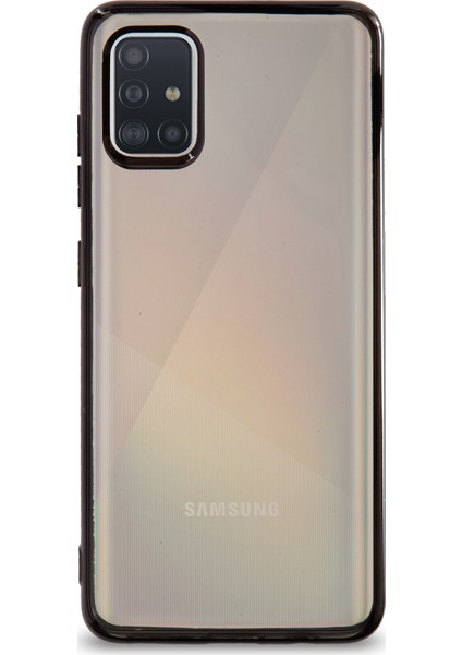 Samsung Galaxy A51 Kılıf Renkli Şeffaf Exclusive Silikon Kapak Siyah