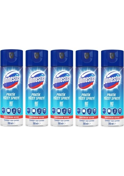 Pratik Yüzey Spreyi 200 ml 5 Li Set