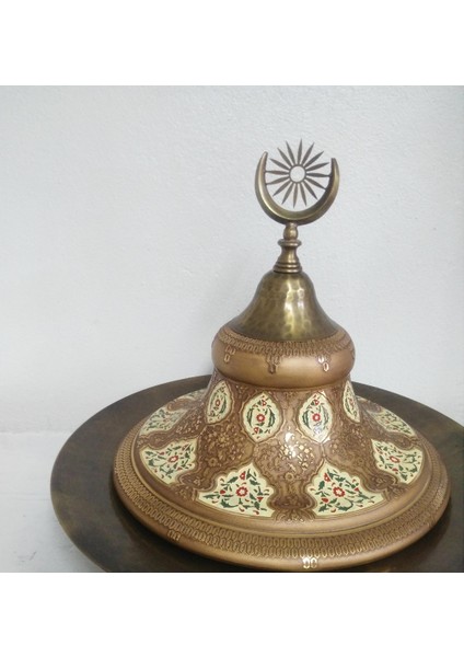 Decorium El Dekoru Bakır ve Cam Sahanlı Obje