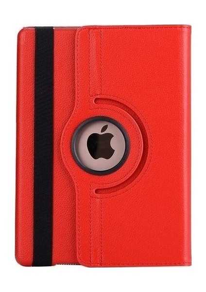 Apple iPad 6 Air 2 Kılıf Dönebilen Standlı Kapaklı Kılıf + Cam Ekran Koruyucu Kırmızı