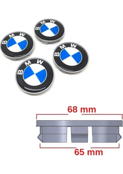 Araba Alışveriş Bmw Araba Jant Göbeği Kapartmalı Kapak Seti (4 Adet)