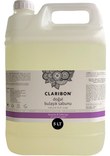 Doğal Bulaşık Sabunu - Lavanta & Biberiye 5 Lt