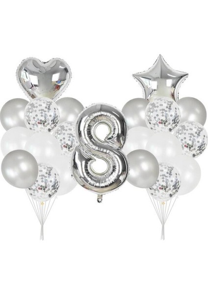 8 Yaş Gümüş balon Seti