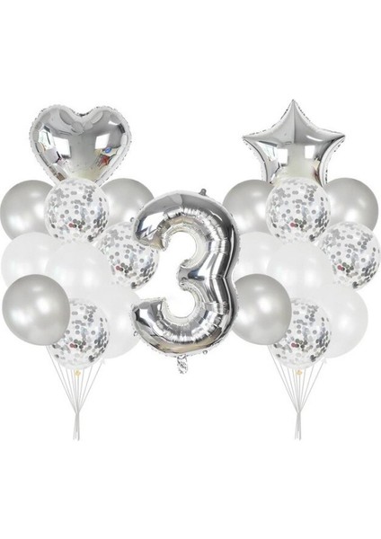 3 Yaş Gümüş balon Seti