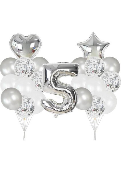 5 Yaş Gümüş balon Seti