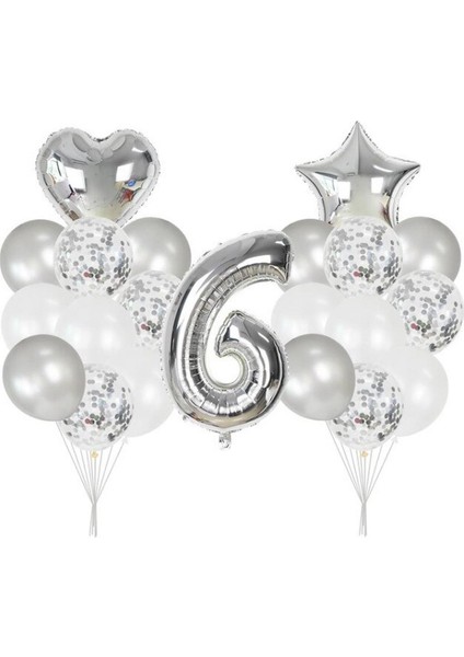 6 Yaş Gümüş balon Seti