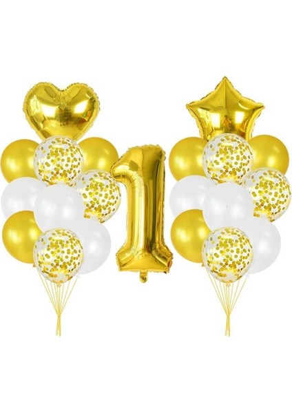 1 Yaş Gold balon Seti