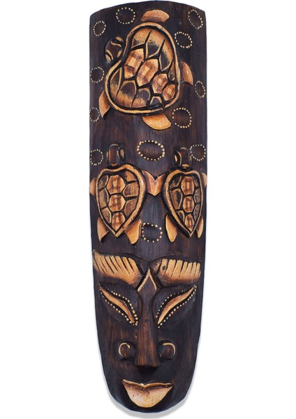 Ahşap Surat Maske, 30 Cm, Duvar Objesi, Yüz Mask, Üç Kaplumbağa