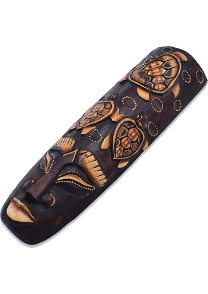 Ahşap Surat Maske, 30 Cm, Duvar Objesi, Yüz Mask, Üç Kaplumbağa