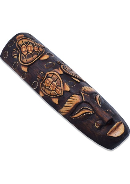 Ahşap Surat Maske, 30 Cm, Duvar Objesi, Yüz Mask, Üç Kaplumbağa
