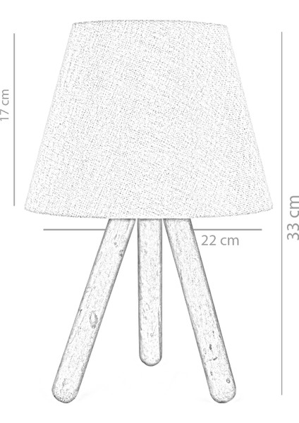Pratik Ahşap Üç Ayaklı Abajur AYD-1966