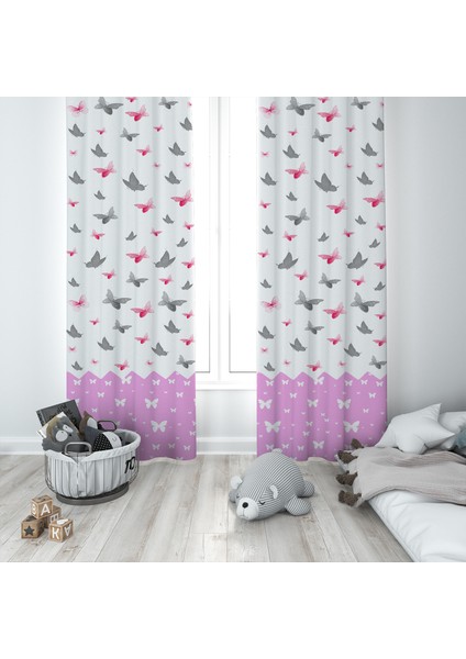 Çocuk Odası Bebek Odası Fon Perde 2 Kanat TLA-048