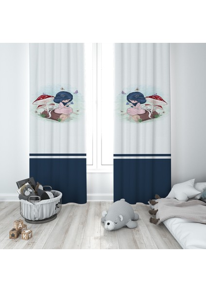 Modern Desen Çocuk Odası Bebek Odası Fon Perde 2 Kanat TLA-055