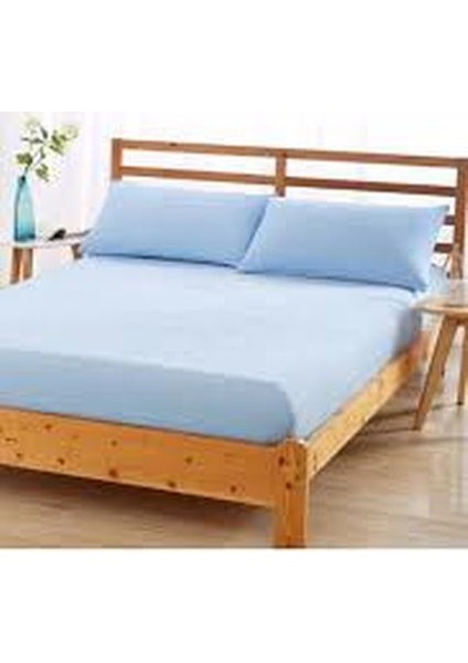 Çift Kişilik 160X200 Açık Mavi Lastikli Çarşaf Seti %100 Pamuklu