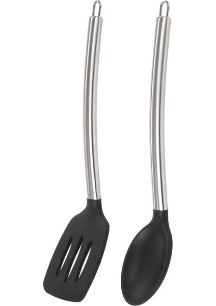 Silikon Siyah Mutfak Seti 2 (Silikon Kaşık, Silikon Spatula)
