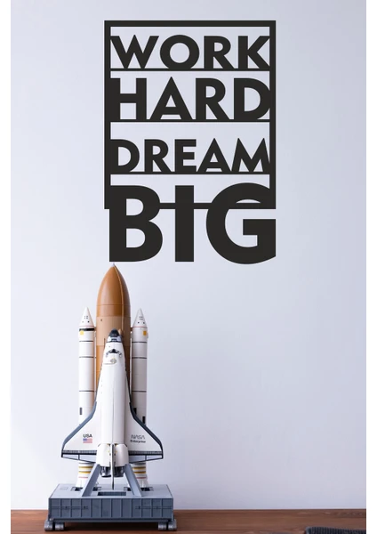 Unt ''work Hard Dream Big'' Duvar Dekoru - Süsü, Ahşap Dekoratif Tablo