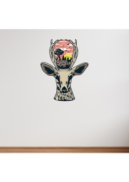 Dekoratif Geyik Duvar Dolap Sticker Çıkartma