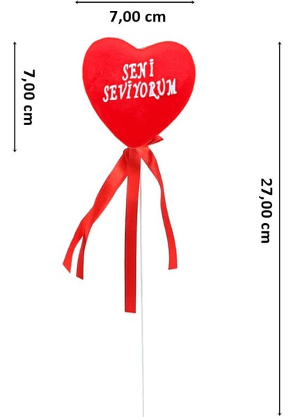 Seni Seviyorum Kalp Çubuk, 27 cm x 7 cm - 1 Adet