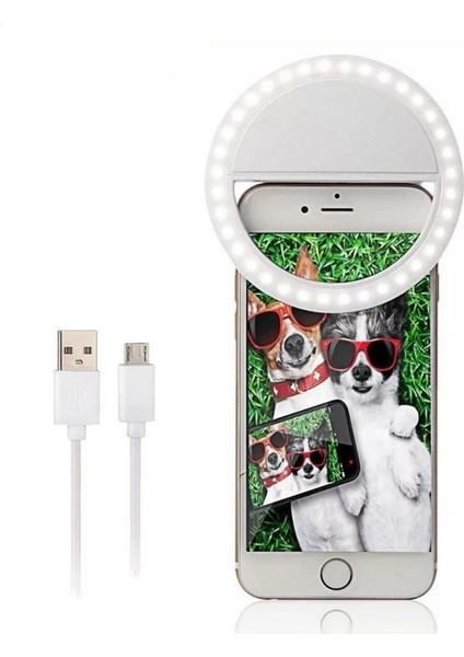 Şarjlı LED Selfie Işığı LED Light Halka Telefon Işığı 36 LED 3 Kademeli