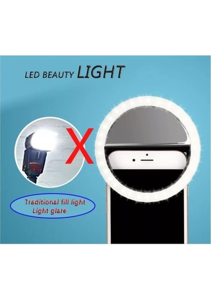 Şarjlı LED Selfie Işığı LED Light Halka Telefon Işığı 36 LED 3 Kademeli indirimleri