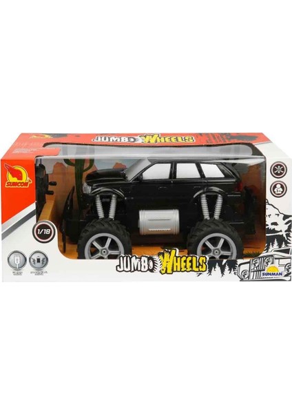 1:18 Uzaktan Kumandalı Jumbo Wheels USB Şarjlı Araba 26 Cm. - Siyah Jeep