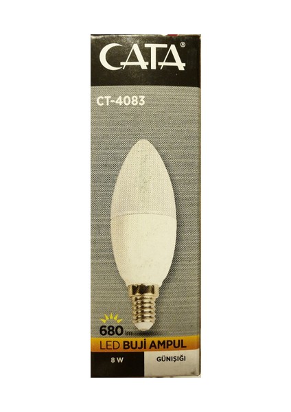 10 'li Cata CT-4083 Mum Ledli Buji LED Ampul-Ince E14 Duy-Avize Ampülü-Gün Işığı 3200K