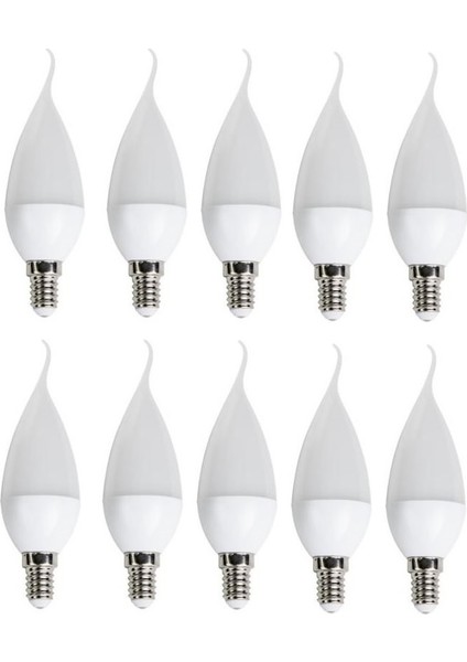 10 'li Cata CT-4084 Kıvrık Mum Ledli Buji LED Ampul-Ince E14 Duy-Kıvrık Avize Ampülü-Gün Işığı 3200K