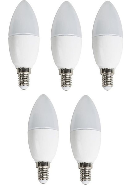 5 'li Cata CT-4083 Mum Ledli Buji LED Ampul-Ince E14 Duy-Avize Ampülü-Gün Işığı 3200K