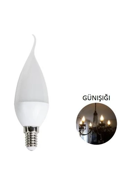 6 'li Cata CT-4084 Kıvrık Mum Ledli Buji LED Ampul-Ince E14 Duy-Kıvrık Avize Ampülü-Gün Işığı 3200K