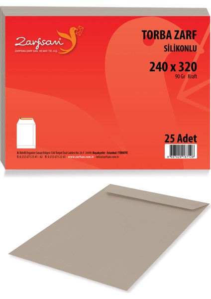 Torba Zarf Kraft 90 gr 24 x 32 cm 25'li